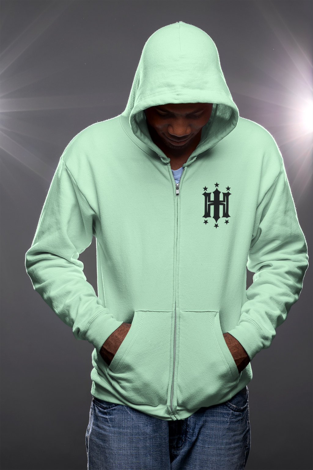 Hustle Harder Zip Up "Seafoam"
